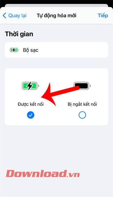 Chạm vào mục Được kết nối