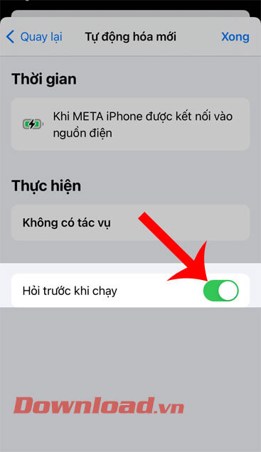 Tắt công tắc tại mục Hỏi trước khi chạy