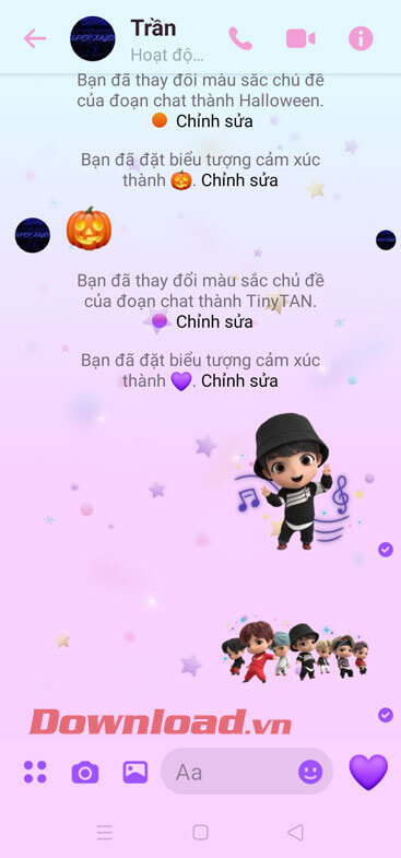 Gửi tin nhắn nhãn dán nhóm nhạc BTS