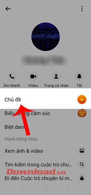 Nhấn vào mục Chủ đề