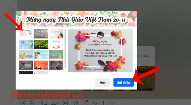 Nhấn vào mẫu thiệp