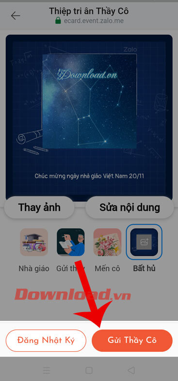 Ấn nút Đăng nhật ký hoặc Gửi thầy cô