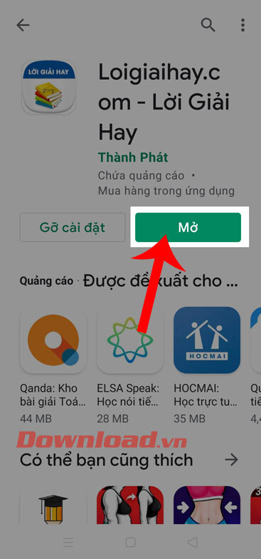 Chạm vào nút Mở