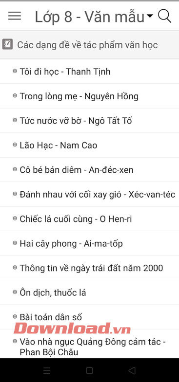 Ấn vào bài học