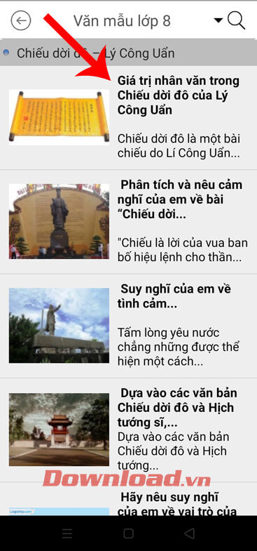 Chạm vào tài liệu