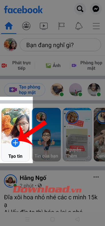 Nhấn vào mục Tạo tin 