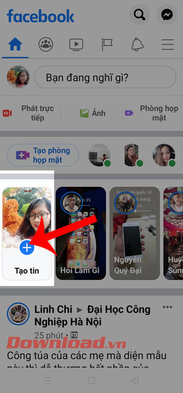 Nhấn vào mục Tạo tin