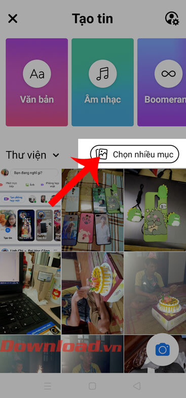 Ấn vào nút Chọn nhiều mục