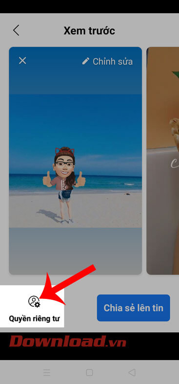 Nhấn vào mục Quyền riêng tư