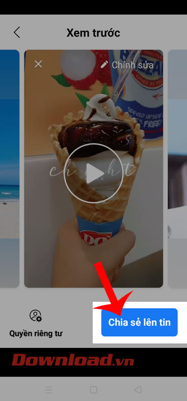 Ấn vào nút Chia sẻ lên
