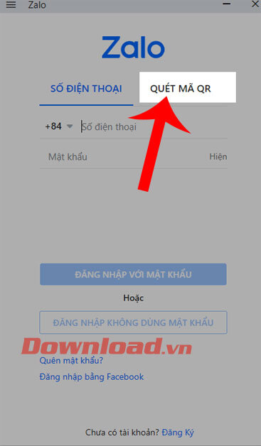 Nhấn vào mục Quét mã QR