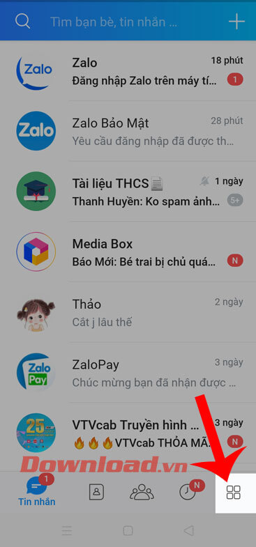 Nhấn vào biểu tượng của mục Thêm