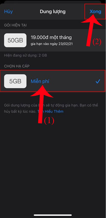 Chọn gói dung lượng 5GB