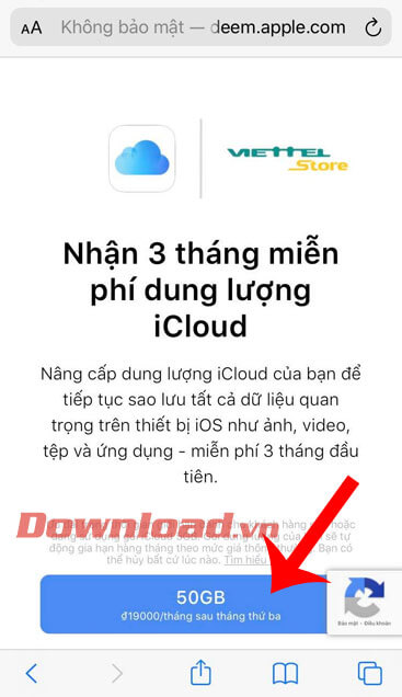 Nhận dung lượng từ Viettel