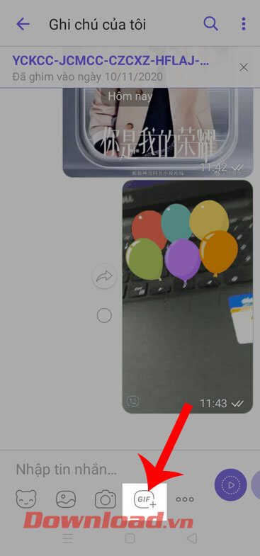 Nhấn vào biểu tượng GIF