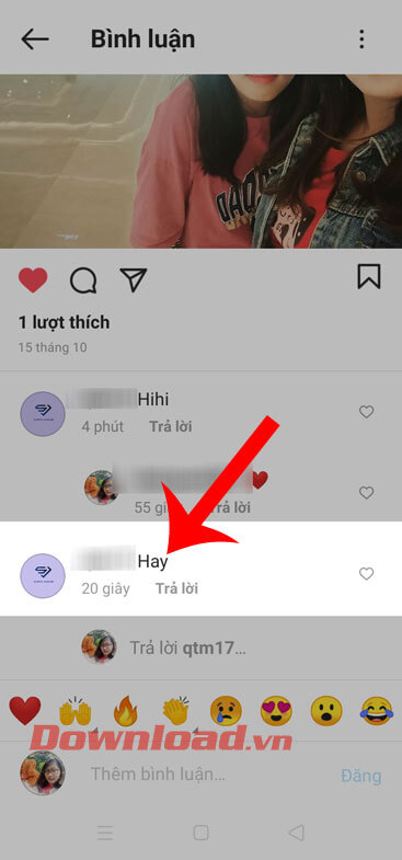 Nhấn vào một bình luận