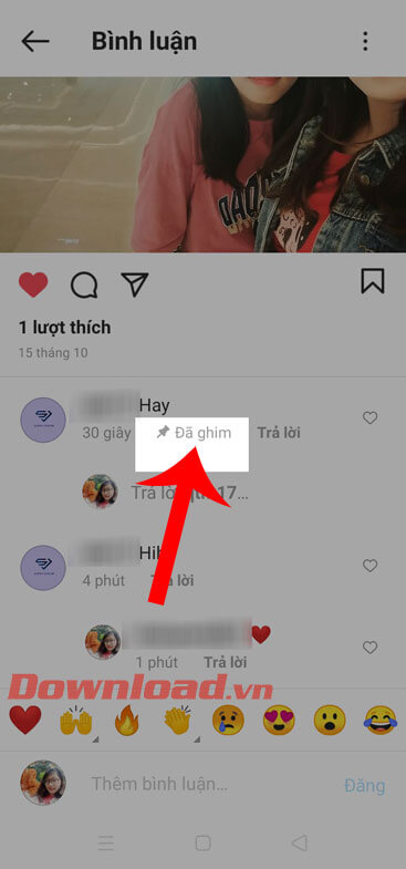 Đã ghim bình luận