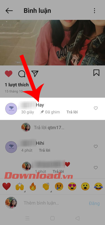 Ấn vào bình luận 