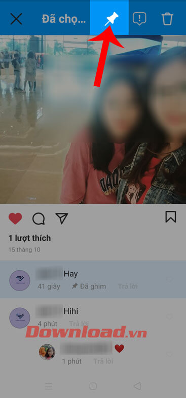 Nhấn vào biểu tượng ghim