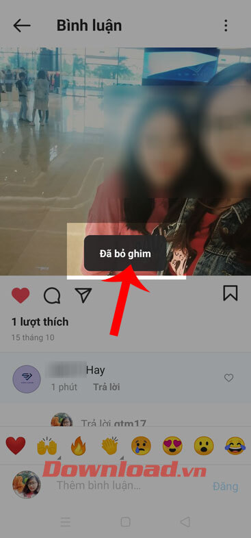 Bình luận đã được bỏ ghim