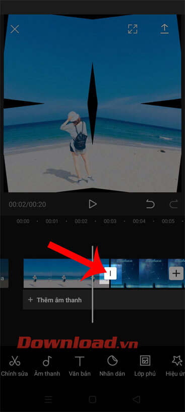 Nhấn vào biểu tượng dấu xuyệt đứng