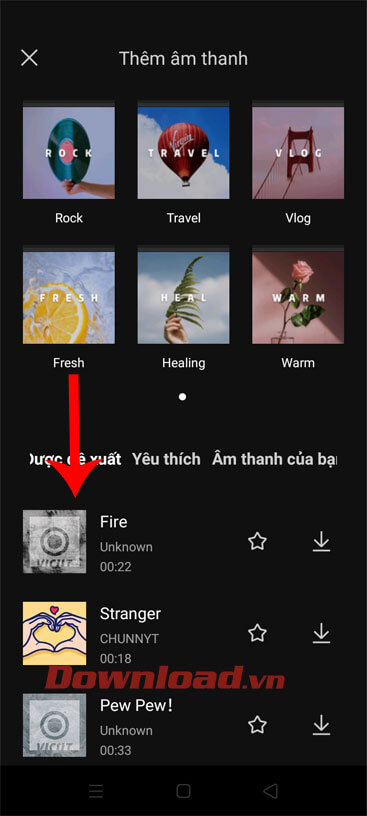 Chọn nhạc nền cho video