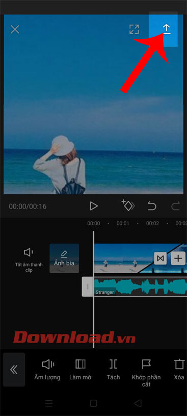 Nhấn vào biểu tượng mũi tên đi lên