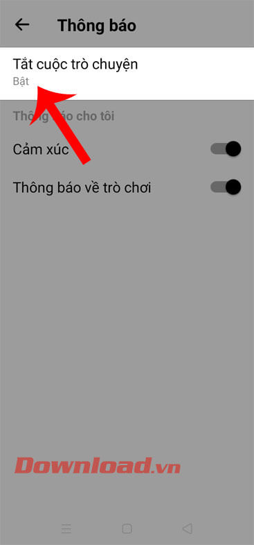 Ấn vào mục Tắt cuộc trò chuyện