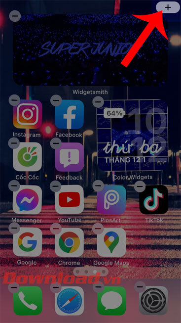 Nhấn vào biểu tượng dấu "+"