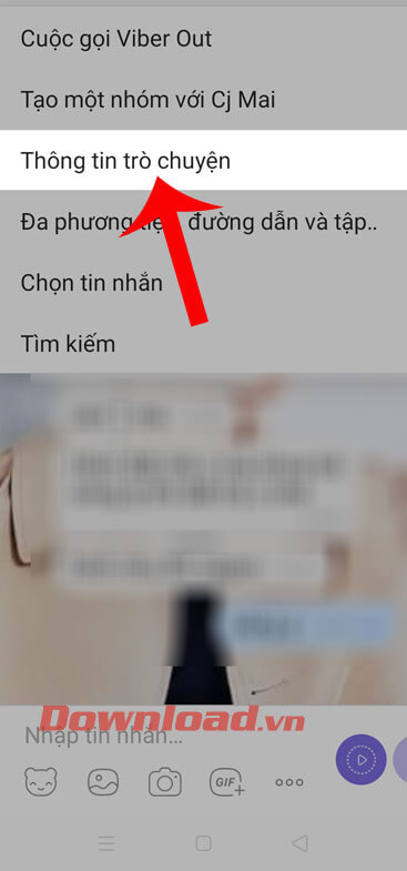Chạm vào mục Thông tin trò chuyện
