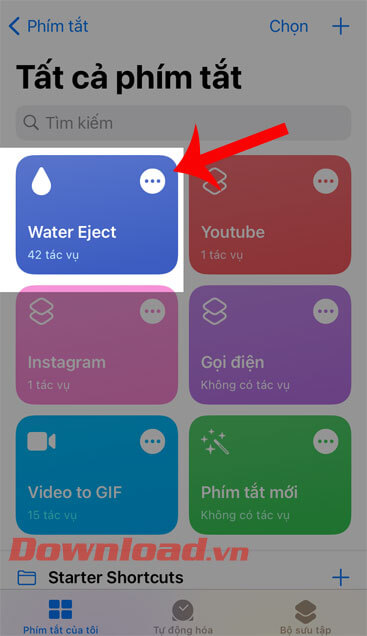 Nhấn vào phím tắt Water Eject