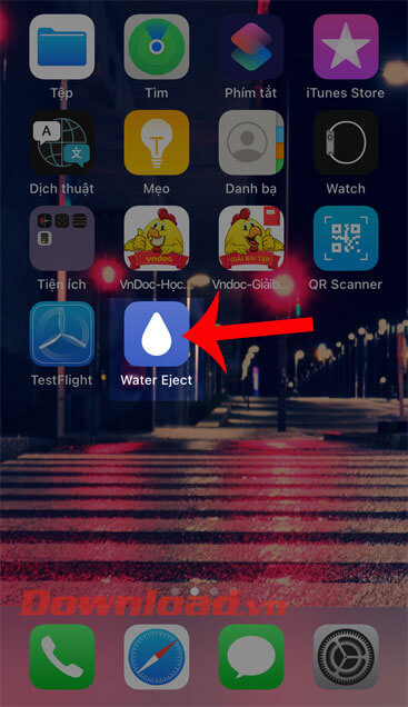 Chạm vào phím tắt Water Eject