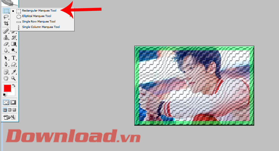 Nhấn vào công cụ Rectangular Marquee Tool