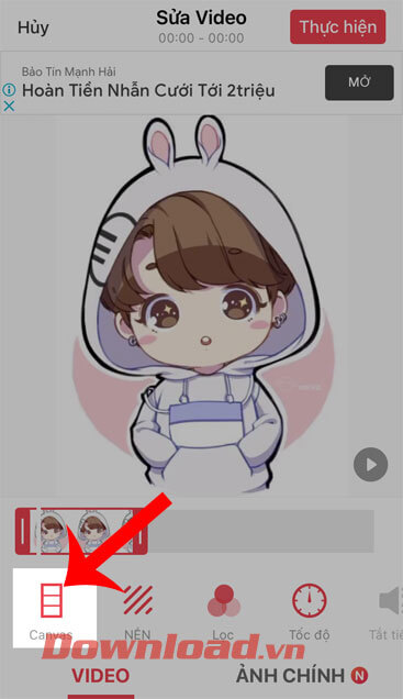 Ấn vào mục Canvas