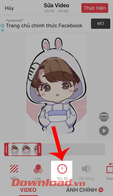 nhấn vào mục Tốc độ