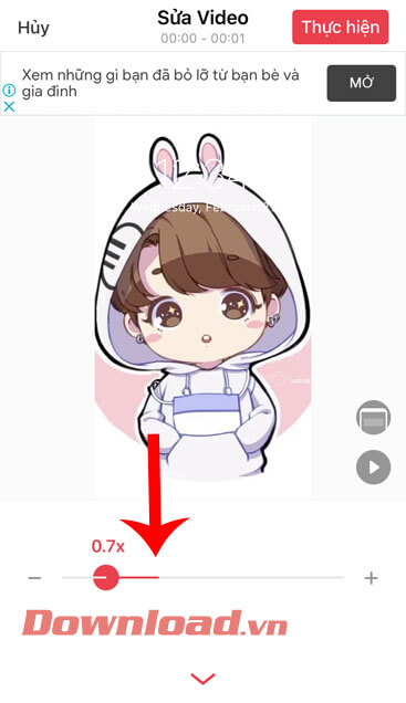 Kéo thanh điều chỉnh thời gian 