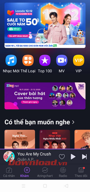 Giao diện ứng dụng đã được thay đổi 