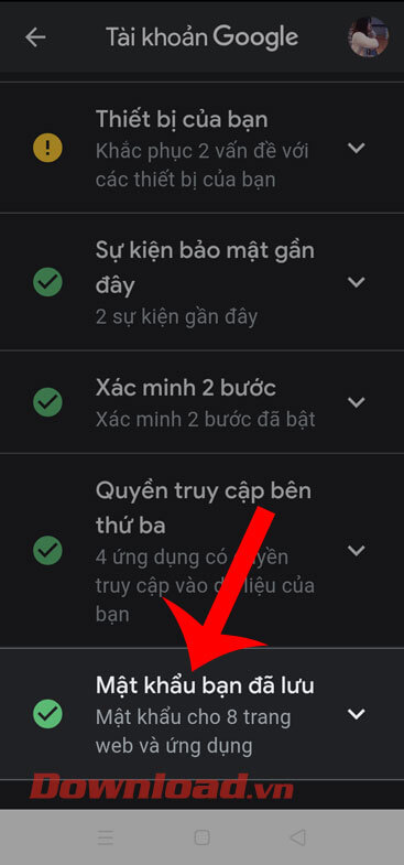 Mật khẩu đã lưu