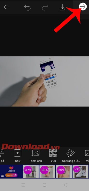 Ấn vào biểu tượng mũi tên