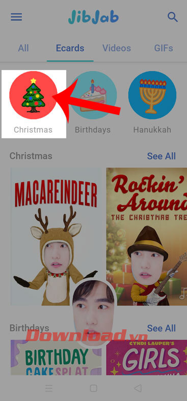 Ấn vào mục Christmas