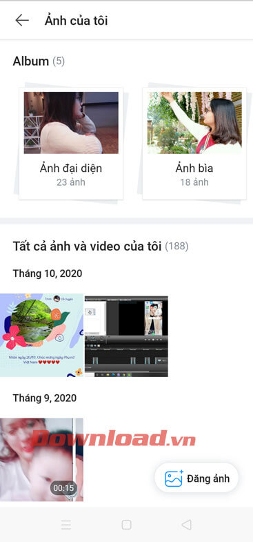 Album ảnh đã đăng của bạn
