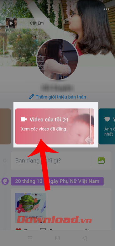 Ấn vào mục Video của tôi