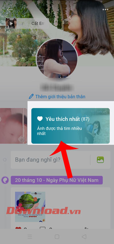 Chạm vào mục Yêu thích nhất