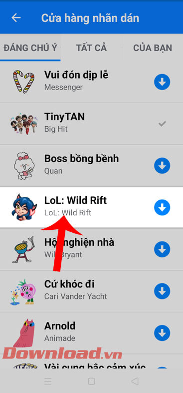 Ấn vào sticker LoL: Wild Rift