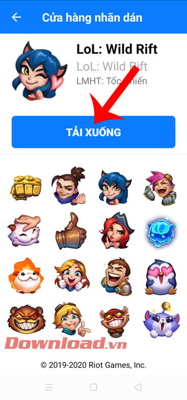 Chạm vào nút Tải xuống