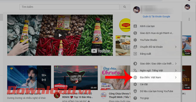 Chạm vào mục Địa điểm