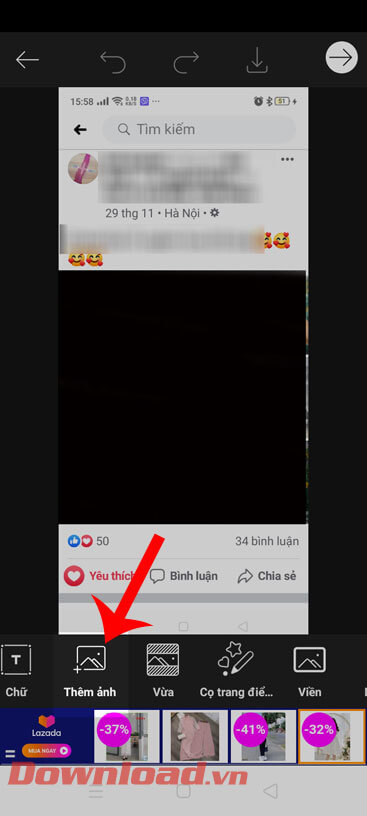 Ấn vào mục Thêm ảnh 