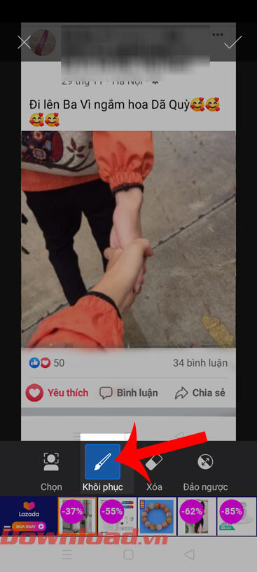 Nhấn vào mục Khôi phụ