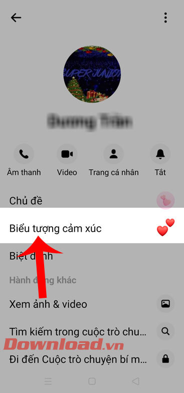 Ấn vào mục Biểu tượng cảm xúc