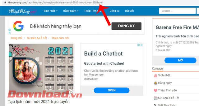 Truy cập vào đường link